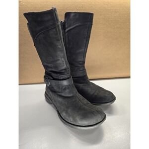 Merrell Captiva Boots Womens 8 Black Leather Buckle Strap Side Zip Calf